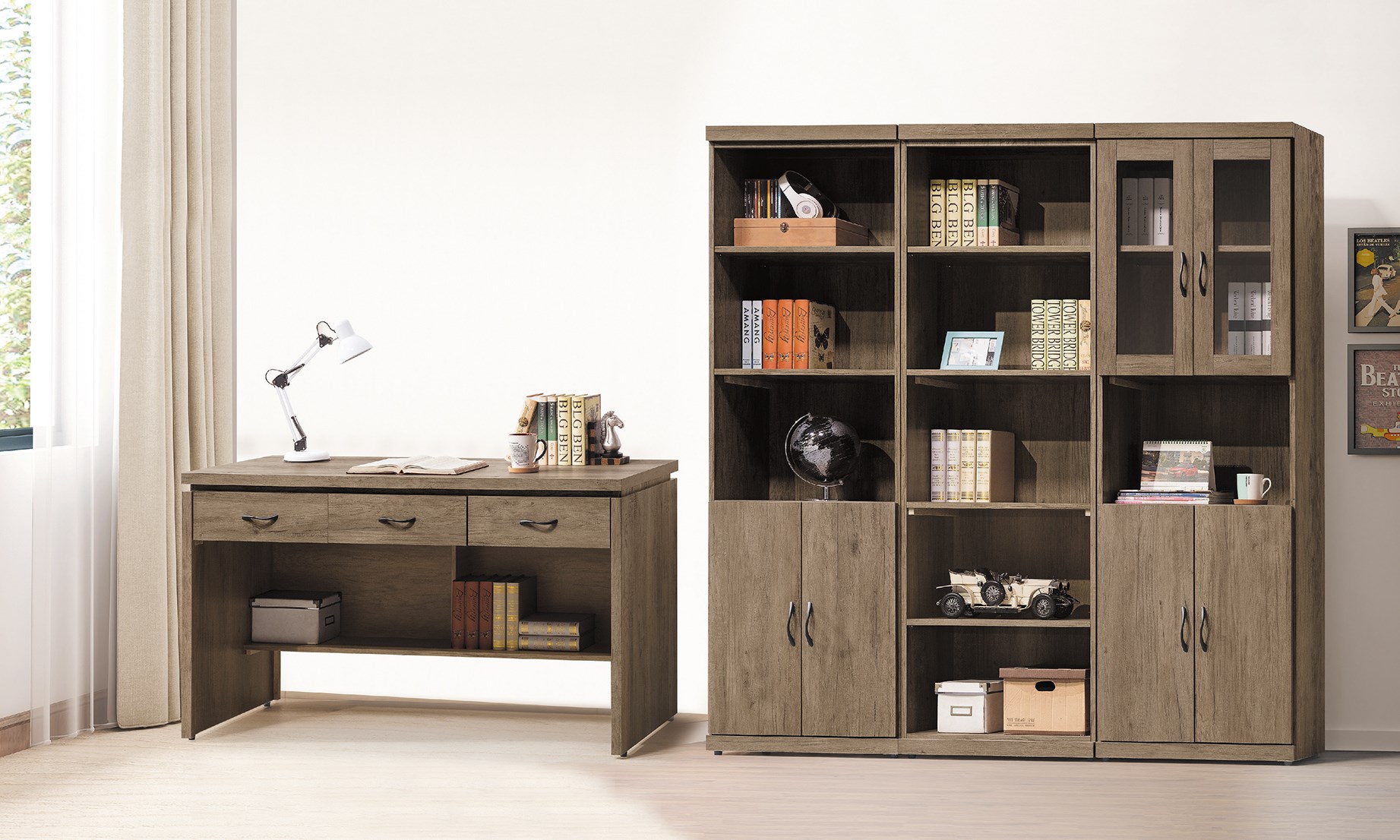 安寶灰橡2x6廈門書櫃