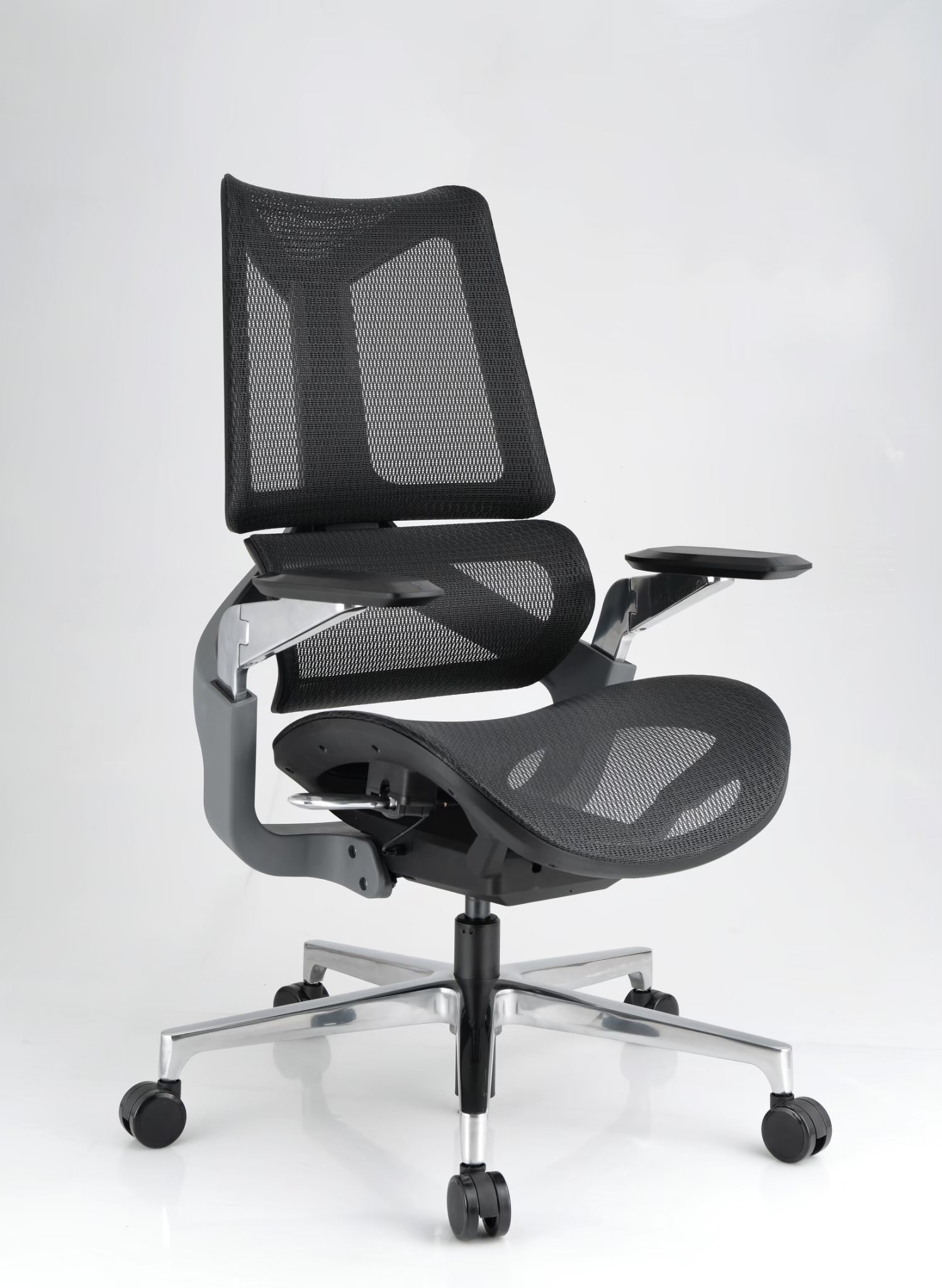 低背網椅-多向鋁質扶手座墊前後椅背升降